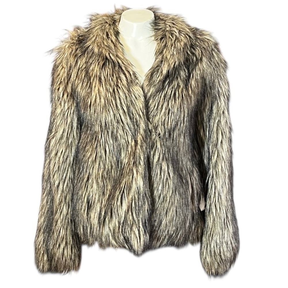Vintage Havana Black Faux Fur Jacket‎ Size S